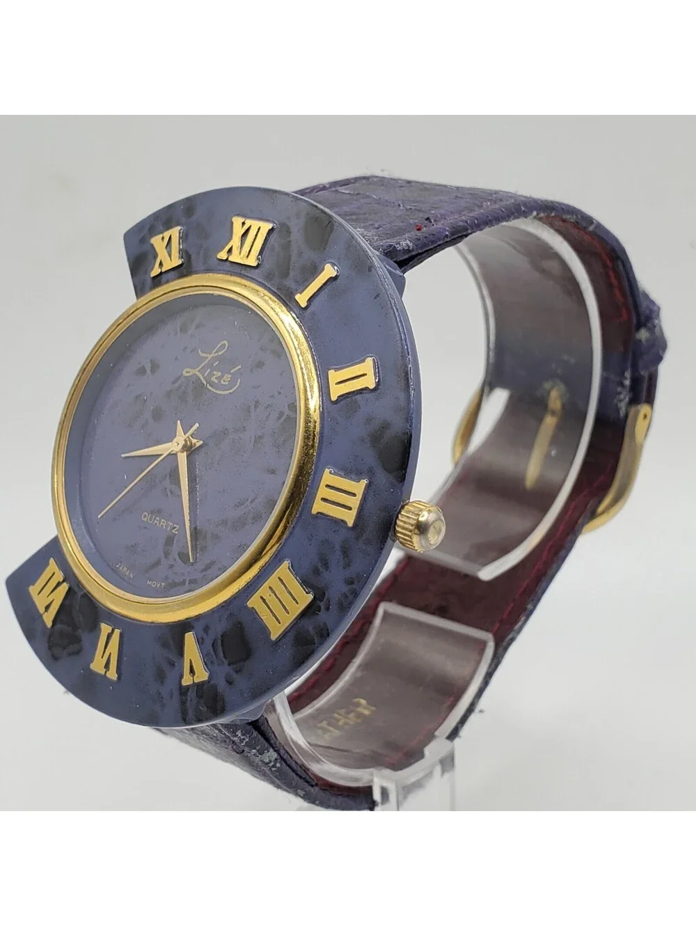 Lize Purple Roman Numerals Bezel Quartz Watch Womens 41mm - 49mm New Battery